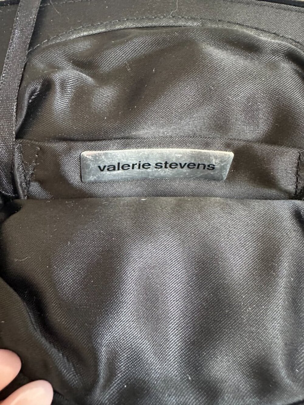 Vintage Valerie Stevens Black Beaded Silk Evening Bag with Mirror & Chain - Picture 5 of 8